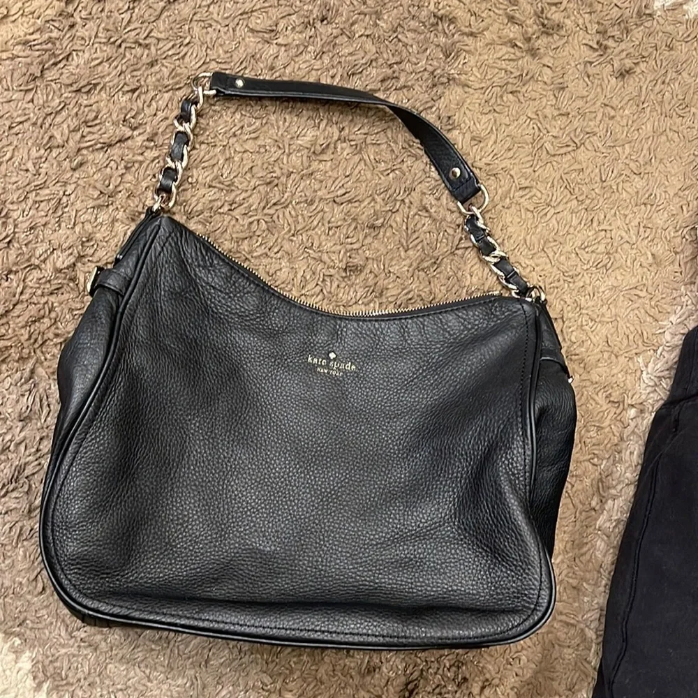 Kate Spade New York Black Grained Leather Shoulder Bag